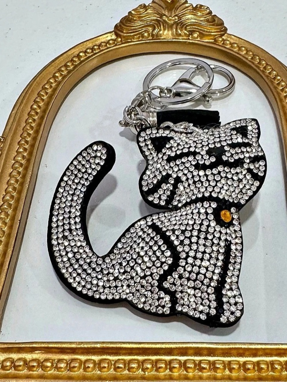New Rhinestone Silver Cat Keychain - Picture 5 of 5